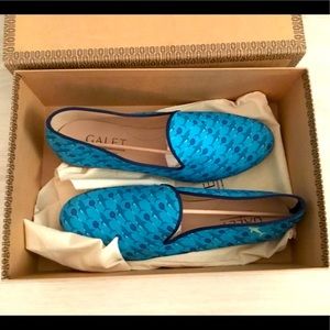 Galet Men’s blue print loafers size 44 (US 10) NIB